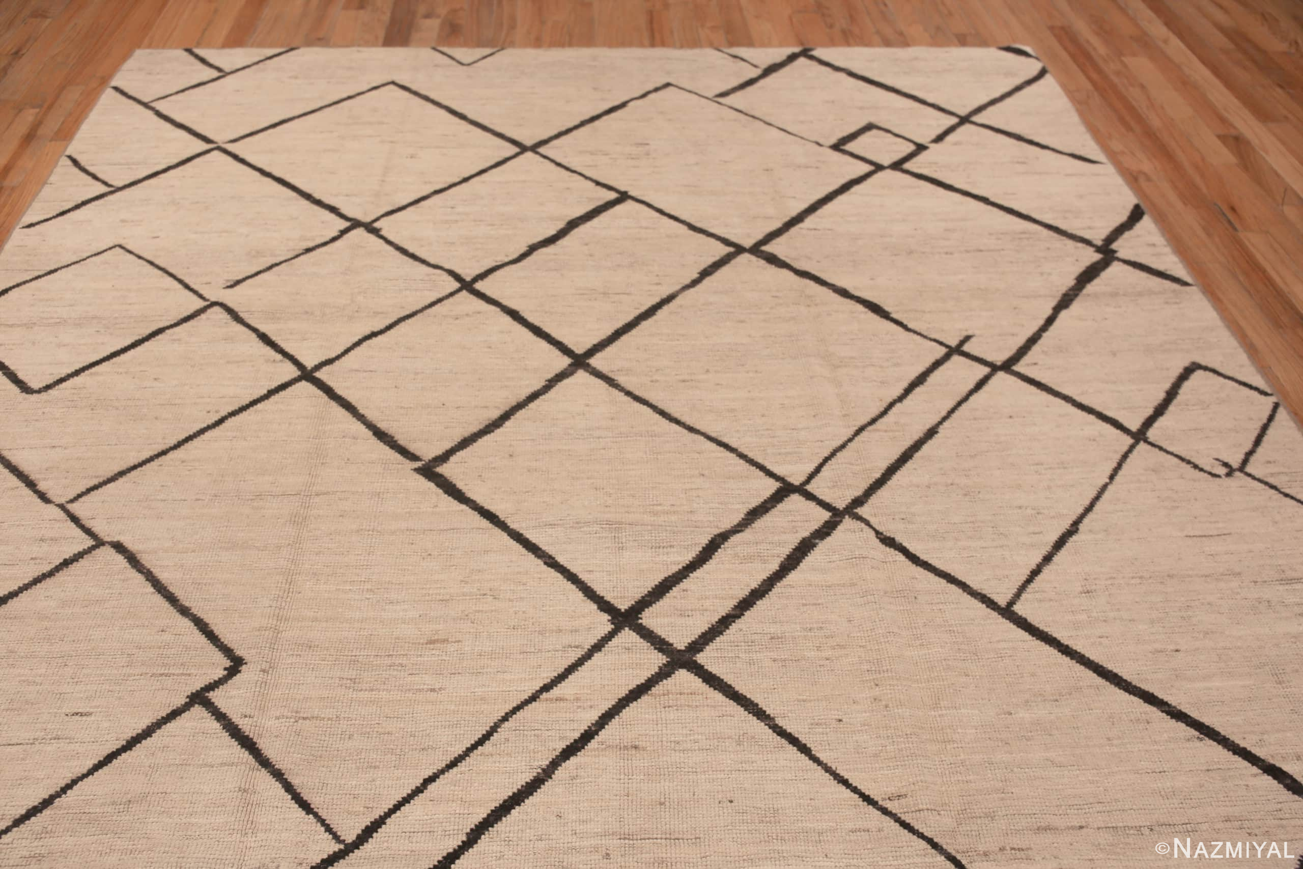 Contemporary Ivory Minimalist Geometric Rug 11489 Nazmiyal