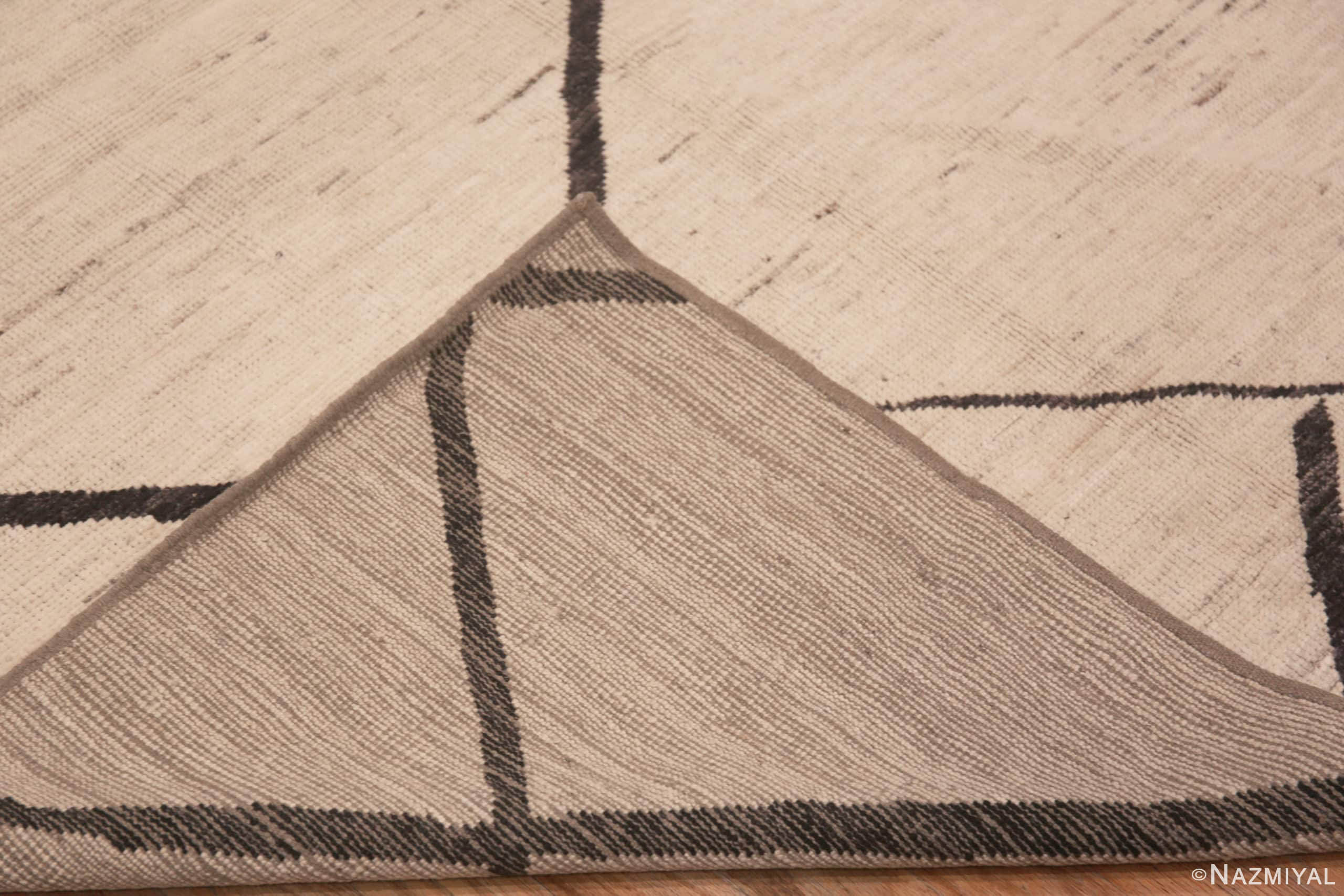 Contemporary Ivory Minimalist Geometric Rug 11489 Nazmiyal