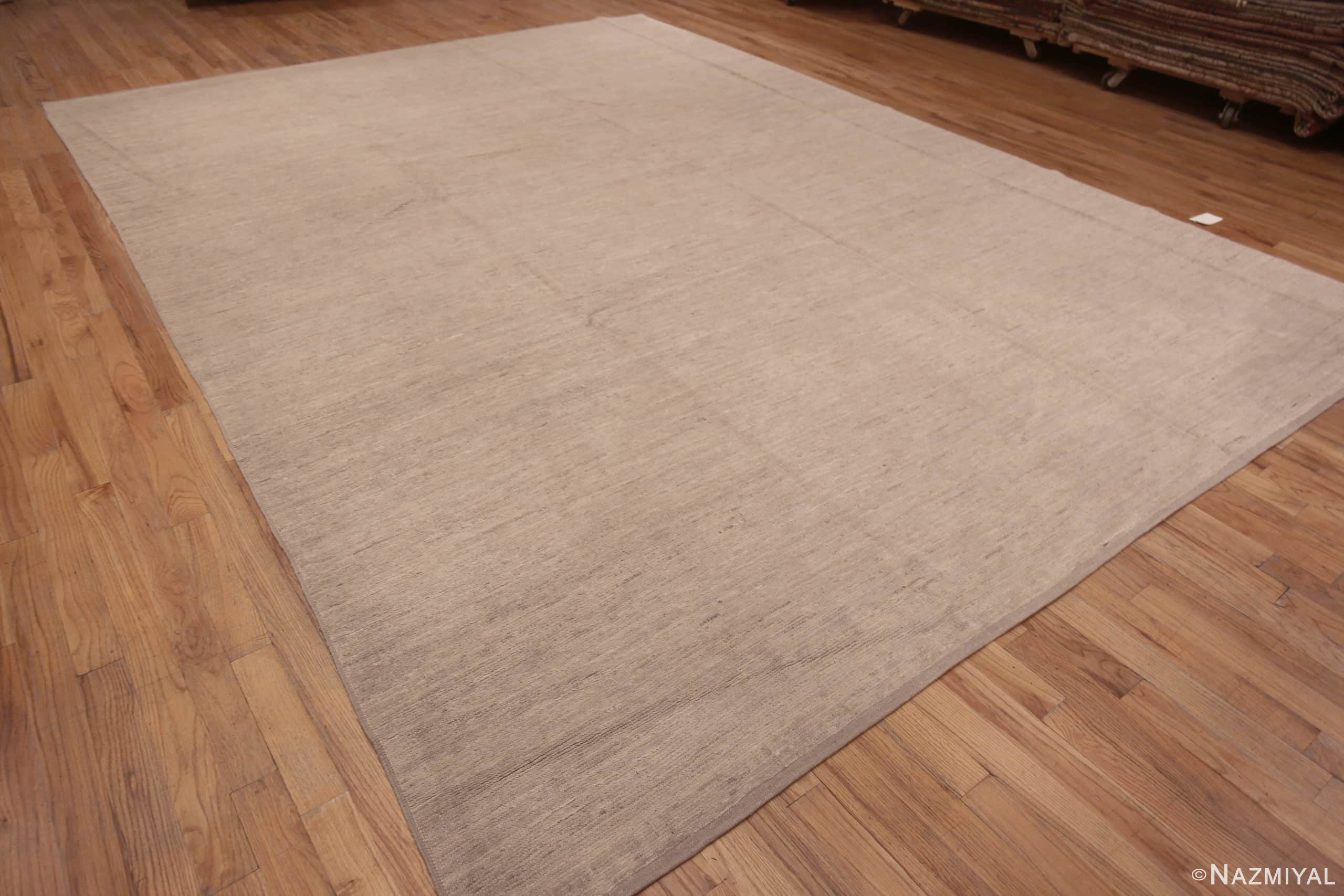 Whole View of Abstract Solid Minimalist Cream Color Modern Room Size Area Rug 11689 by Nazmiyal Antique Rugs