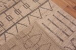 Weave of Artistic Cream Background And Neutral Color Tribal Geometric Design Modern Contemporary Hallway Runner Rug 11140 by Nazmiyal Antique Rugs