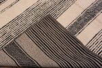 Weave of Cream And Black Handmade Wool Pile Abstract Contemporary Modern Area Rug 11537 by Nazmiyal Antique Rugs
