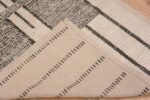Weave of Ivory Cream Color Background With Charcoal Color Tribal Geometric Design Modern Hallway Runner Rug 11142 by Nazmiyal Antique Rugs