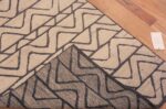 Weave of Light Ivory Cream Color Background Soft Neutral Tribal Geometric Chevron Pattern Modern Hallway Runner Rug 11086 by Nazmiyal Antique rugs