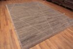 Whole View of Facinating and Decorative Modern Abstract Minimalist Tribal Geometric Design In Earthtone Grey Color Room Size Area Rug 11649 by Nazmiyal Antique Rugs