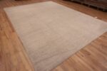 Whole View of Abstract Solid Minimalist Cream Color Modern Room Size Area Rug 11689 by Nazmiyal Antique Rugs