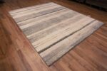 Whole View of Cream And Black Handmade Wool Pile Abstract Contemporary Modern Area Rug 11537 by Nazmiyal Antique Rugs