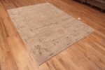 Whole View of A facinating earthy cream neutral abstract modern Turkish Oushak design area rug 11337 by Nazmiyal Antique Rugs