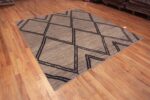 Whole View of Facinating Geometric Chevron Design Square Shape Grey Color Modern Area Rug #11392 by Nazmiyal Antique Rugs