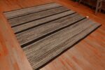 Whole View of Grey Black Modern Flatweave Square Shape Room Size Kilim Rug 11405 by Nazmiyal Antique Rugs