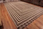 Whole View of Captivating Ivory and Brown Color Tribal Geometric Design Modern Oversized Area Rug 11851 by Nazmiyal Antique Rugs