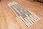 Whole View of Ivory Cream Color Background With Charcoal Color Tribal Geometric Design Modern Hallway Runner Rug 11142 by Nazmiyal Antique Rugs