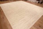 Whole View of Large Abstract Solid Cream Color Minimalist Modern Flatweave Kilim Rug 11736 by Nazmiyal Antique Rugs