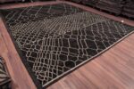 Whole View of Large Size Black and White Color Tribal Berber Moroccan Beni Ourain Design Modern Area Rug 11801 by Nazmiyal Antique Rugs