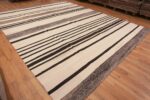 Whole View of Large Size Neutral Color White Black Modern Flatweave Kilim Rug #11733 by Nazmiyal Rugs