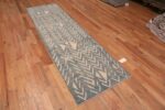 Whole View of Light Blue and Ivory Color Artistic Tribal Geometric Design Hallway Runner Rug 11158 by Nazmiyal Antique Rugs