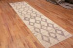 Whole View of Light Ivory Cream Color Background Neutral Tribal Geometric Diamond Pattern Modern Hallway Runner Rug 11139 by Nazmiyal Antique rugs
