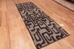 Whole View of Modern Contemporary Bold Graphic Black And Grey Runner Rug 11179 by Nazmiyal Antique Rugs
