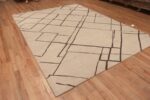 Whole View of Beautiful And Versatile Modern Contemporary Ivory Color Minimalist Geometric Design Room Size Area Rug 11489 by Nazmiyal Antique Rugs