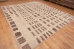 Whole View of Modern Cream Brown Tribal Geometric Room Size Area Rug 11682 by Nazmiyal Antique Rugs