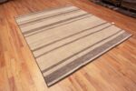 Whole View of Modern Cream and Charcoal Color Minimalist Geometric Room Size Area Rug 11357 by Nazmiyal Antique Rugs