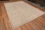 Whole View of Beautiful Modern Cream Background With Light Blue Artistic Primitive Tribal Geometric Design Room Size Area Rug 11575 by Nazmiyal Antique Rugs