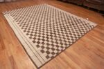 Whole View of Modern Moroccan Inspired Brown Cream Checkerboard Design Area Rug 11454 by Nazmiyal Antique Rugs