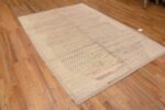 Whole View of Modern Room Size Light Cream Background Soft Rustic Color Geometric Tribal Nomadic Design Area Rug 11246 by Nazmiyal Antique Rugs