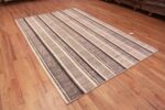 Whole View of A Decorative Modern Room Size Stripped Design Black and White Color Contemporary Area Rug 11355 by Nazmiyal Antique Rugs