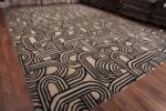 Whole View of Oversized Black and White Color Art Deco Design Contemporary Modern Area Rug 11853 by Nazmiyal Antique Rugs