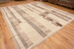 Whole View of Beautiful Tribal Geometric Design Warm Neutral Light Cream Earthy Grey Modern Large Room Size Square Shape Rug 11716 by Nazmiyal Antique Rugs