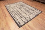 Whole View of A Facinating Artistic Tribal Geometric Design Cream and Charcoal Color Modern Room Size Rug 11305 Whole View of A Facinating Artistic Tribal Geometric Design Cream and Charcoal Color Modern Room Size Rug 11305 by Nazmiyal Antique Rugs