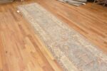 Whole View of Tribal Light Blue Background Turkish Oushak Design Modern Long Hallway Runner Rug 11208 by Nazmiyal Antique Rugs