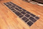 Whole View of Tribal Primitive Geometric Block Design Charcoal and Cream Color Modern Hallway Runner Rug 11171 by Nazmiyal Antique Rugs