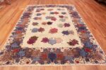 Whole View of Vintage Ivory Background Persian Khorassan Area Rug 72503 by Nazmiyal Antique Rugs