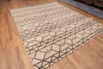 Whole View of White And Brown Geometric Contemporary Modern Room Size Area Kilim Rug 11522 by Nazmiyal Antique Rugs