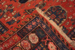 Back of Captivating Rare Room Size Classic Red and Blue Color Tribal Antique Caucasian Flatweave Soumak Kilim Rug 72667 at Nazmiyal Antique Rugs