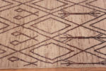 Border of Cream Background Brown Tribal Geometric Pattern Modern Hallway Runner Rug 11186 by Nazmiyal Antique Rugs