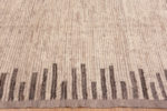 Border of Beautifully Simplistic Large Size Square Shape Modern Neutral Ivory Tribal Geometric Minimalist Design Rug 11756 by Nazmiyal Antique Rugs