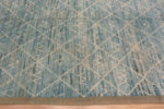 Border of Light Blue Abrash Background Creamy White Color Tribal Pattern Modern Room Size Area Rug 11651 by Nazmiyal Antique Rugs