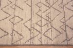 Border of Light Ivory Cream Color Background Neutral Grey Geometric Tribal Design Modern Hallway Runner Rug 11113 by Nazmiyal Antique rugs