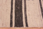 Border of Minimalist Primitive Pattern Cream and Charcoal Color Modern Hallway Runner Rug 11881 by Nazmiyal Antique rugs