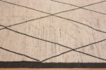 Border of Minimalist Tribal Ivory Cream Background Charcoal Color Moroccan Beni Ourain Design Modern Room Size Rug 11501 by Nazmiyal Antique Rugs
