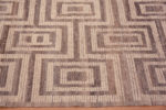 Border of Modern Neutral Cream Background With Earthy Colo Tribal Geometric Pattern Hallway Runner Rug 11106 by Nazmiyal Antique Rugs