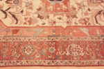 Border of Tribal Large Geometric Anchor Medallion Antique Persian Heriz Serapi Area Rug 72549 by Nazmiyal Antique Rugs