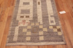 Bottom of Artistic Tribal Geometric Neutral Color Modern Hallway Runner Rug 11088 by Nazmiyal Antique rugs