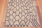 Bottom of Ivory Background Charcoal Color Tribal Geometric Modern Hallway Runner Rug 11184 by Nazmiyal Antique Rugs