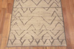 Bottom of Light Ivory Cream Color Background Neutral Grey Geometric Tribal Design Modern Hallway Runner Rug 11113 by Nazmiyal Antique rugs