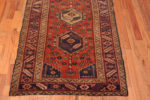 Bottom of Small Rustic Geometric Tribal Antique Persian Heriz Rug 72562 by Nazmiyal Antique Rugs