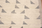 Close Up of Cream Geometric Grey Triangle Pattern Modern Hallway Runner Rug 11146 by Nazmiyal Antique rugs