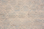 Close Up of Decorative Washed Out Light Blue Background Creamy White Geometric Pattern Modern Area Rug 11670 by Nazmiyal Antique Rugs